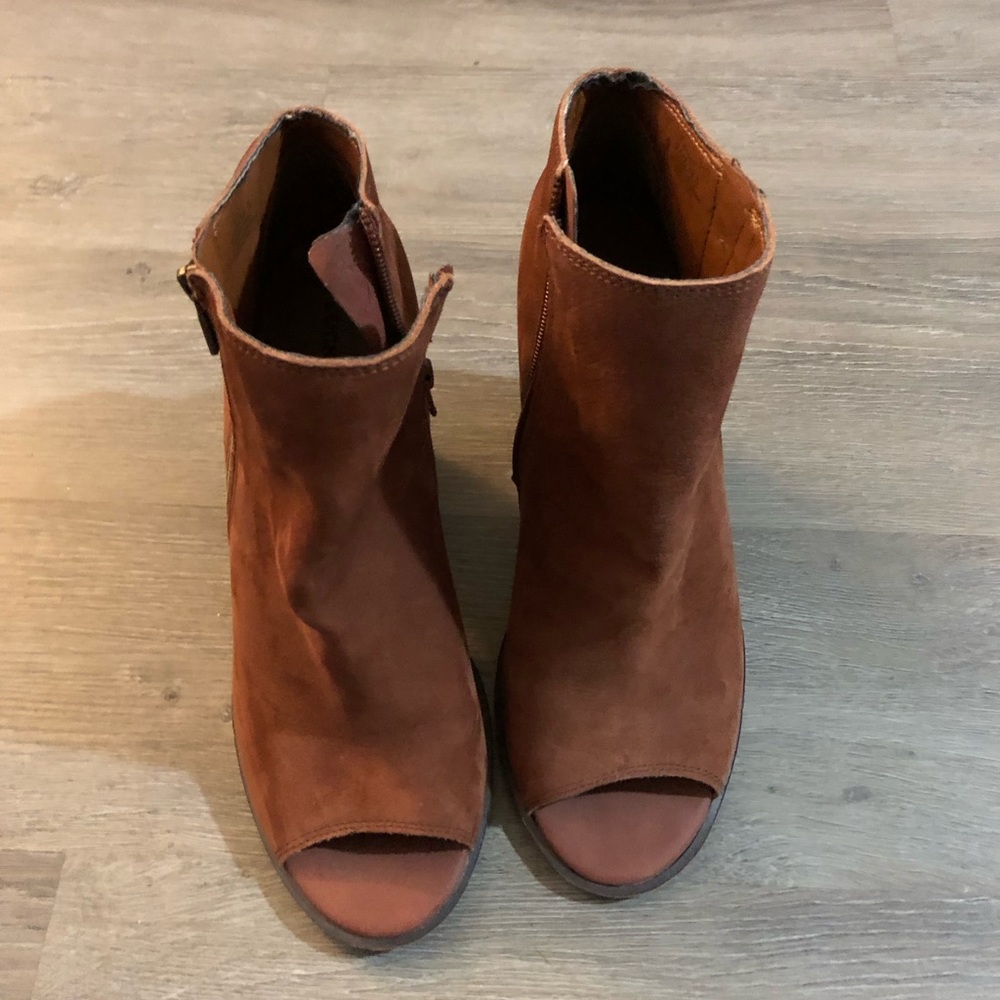 Lucky Brand Copper Brown Women’s Peek Toe Booties, Size 9.5 - Picture 1 of 7